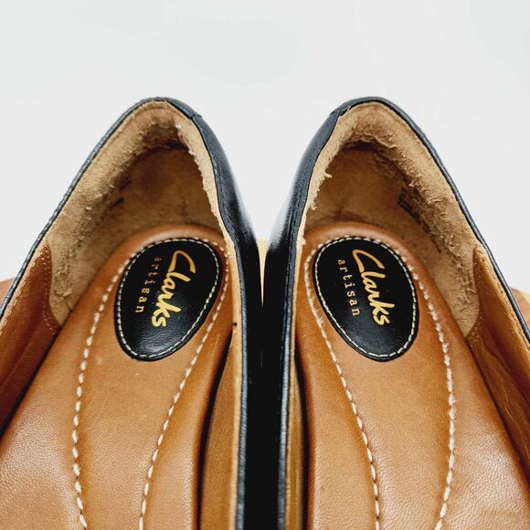 Clarks Artisan Women 6.5M Black Leather Slip On Ballet Loafer Low Heel Round Toe - Picture 10 of 12